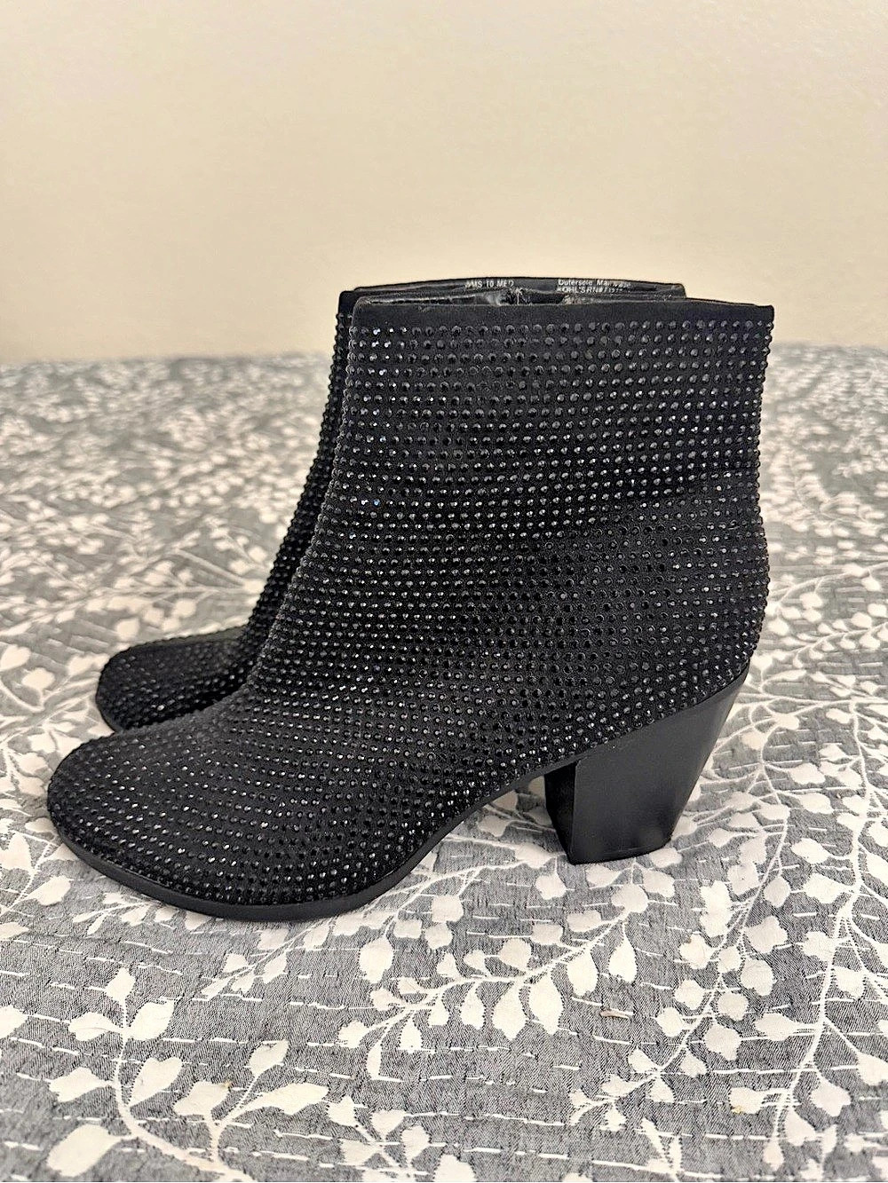 Juicy Couture Black Rhinestone Heeled Ankle Boots US 10 Great Condition